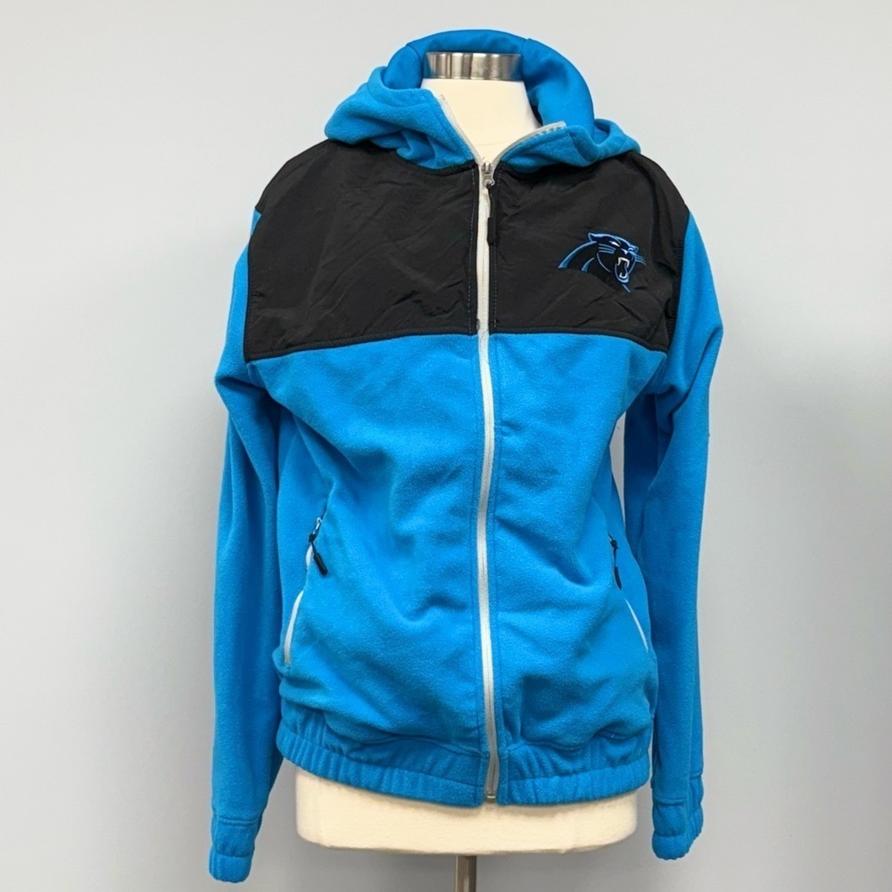 NWOT Carolina Panthers Fleece Jacket Adult M Full Zip NFL Coat Hoodie Blue
